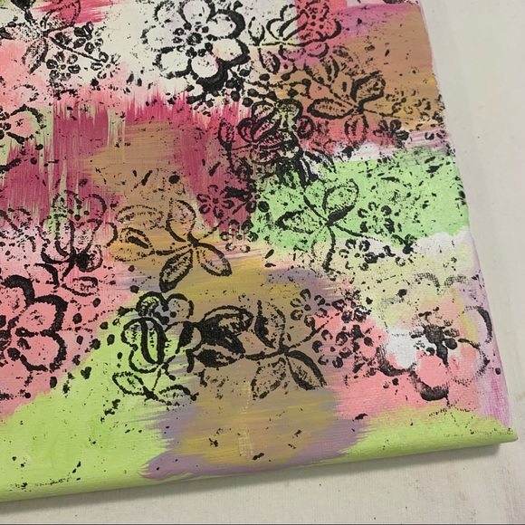 Abstract Floral Canvas Painting Original Acrylic - Picture 8 of 11